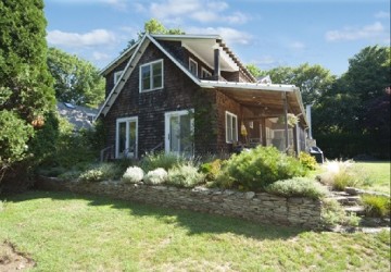 Amagansett stone wall and garden,built at home designed by our friend William Derman, Architect
